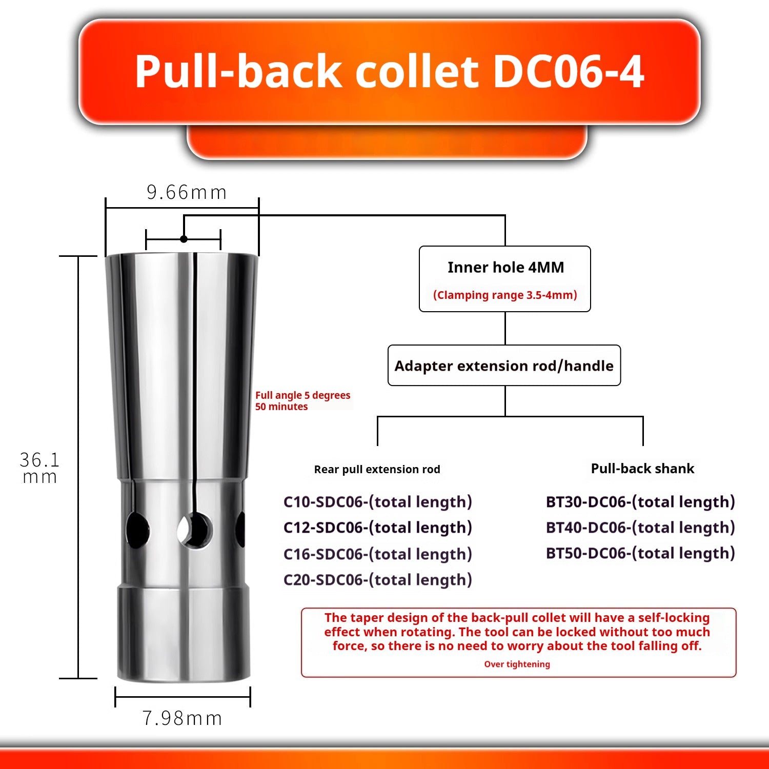 6026 Pull Back Collet DC4 DC6 DC8 DC12 Pull Back Collet Spring Collet Taiwan High Precision Latch Shandong Denso Pricision Tools Co.,Ltd.